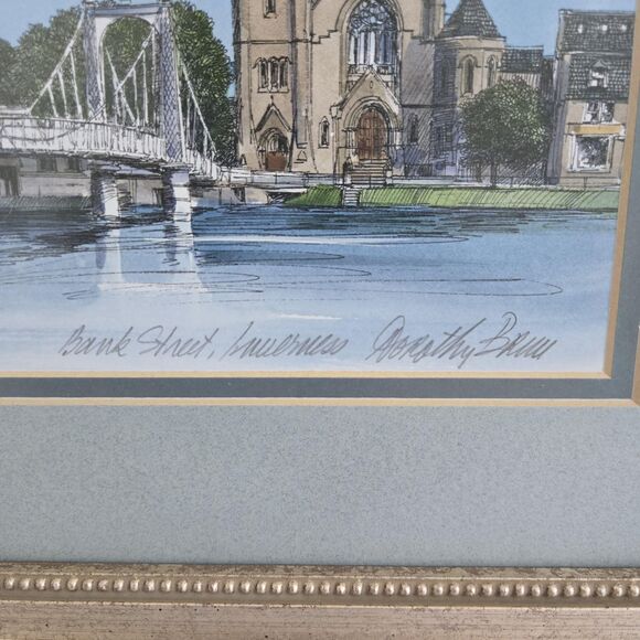 Dorothy Bruce Watercolor Framed Art Bank Street Bridge Inverness - Picture 5 of 10